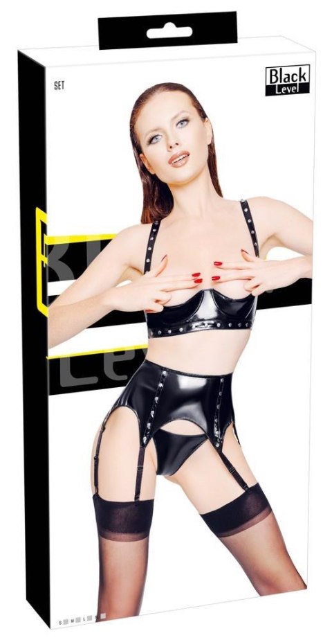 Vinyl Shelf Bra Set S Black Level