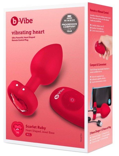 Vibrating Heart Plug M/L Red B-Vibe