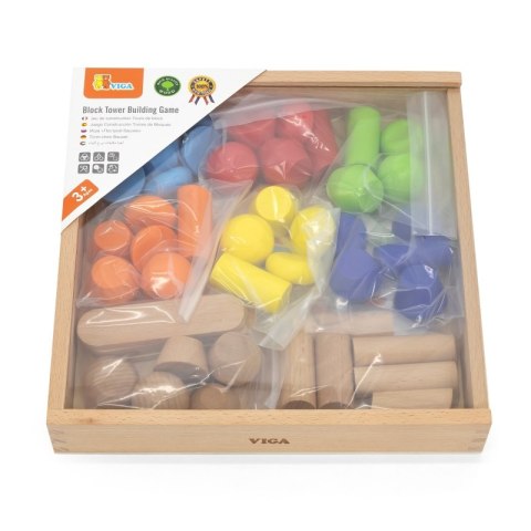 VIGA Drewniane Klocki Geometryczne Układanka 52 el. Viga Toys