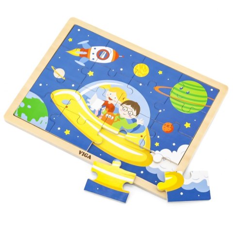 VIGA Drewniane Puzzle Podróż w Kosmos 16 elementów Viga Toys VIGA Drewniane Puzzle Podróż w Kosmos 16 elementów Viga Toys