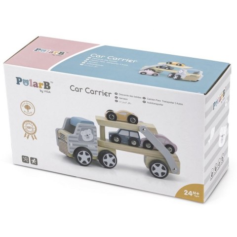 VIGA PolarB Drewniana laweta z samochodzikami Montessori Viga Toys