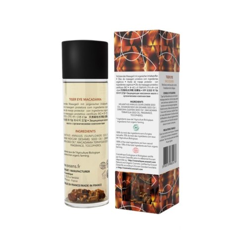 TIGER EYE MACADAMIA Organic Massage Oil with stones 100 ml Exsens TIGER EYE MACADAMIA Organic Massage Oil with stones 100 ml Exsens