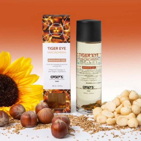TIGER EYE MACADAMIA Organic Massage Oil with stones 100 ml Exsens TIGER EYE MACADAMIA Organic Massage Oil with stones 100 ml Exsens