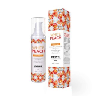 WHITE PEACH ORGANIC warming gourmet massage oil with organic ingredients 50ml Exsens