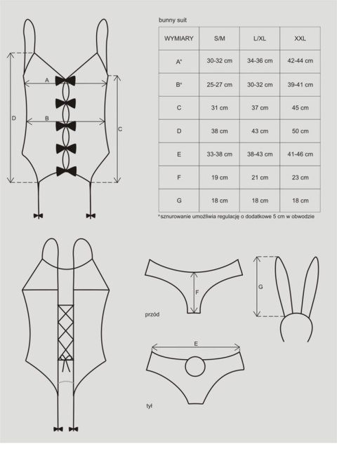 Bielizna-Bunny suit kostium S/M Obsessive Bielizna-Bunny suit kostium S/M Obsessive