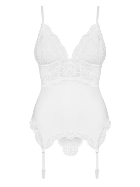 Bielizna-810-COR-2 gorset i stringi biały S/M Obsessive