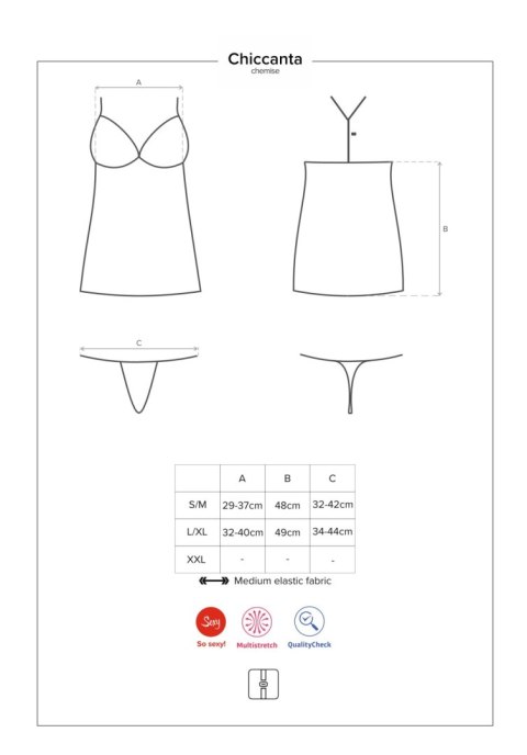 Bielizna-Chiccanta koszulka i stringi czarna S/M Obsessive
