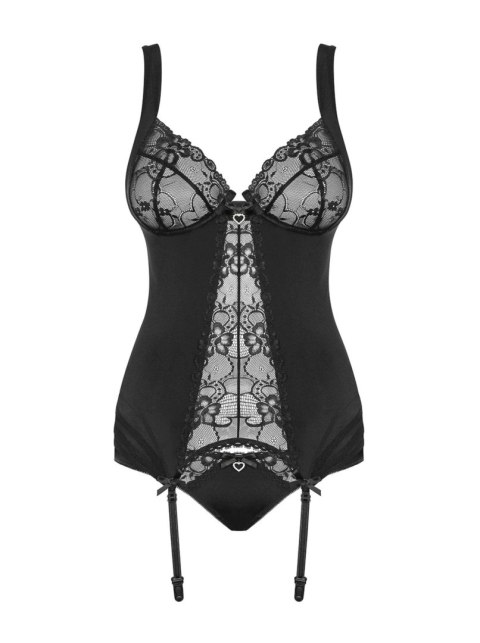 Bielizna-Heartina gorset i figi czarny L/XL Obsessive Bielizna-Heartina gorset i figi czarny L/XL Obsessive