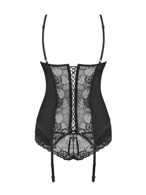 Bielizna-Heartina gorset i figi czarny L/XL Obsessive Bielizna-Heartina gorset i figi czarny L/XL Obsessive