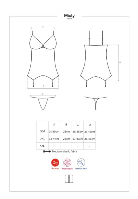 Bielizna-Mixty gorset i stringi czarny L/XL Obsessive Bielizna-Mixty gorset i stringi czarny L/XL Obsessive