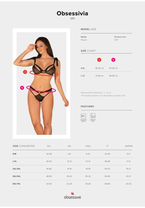 Bielizna-Obsessivia komplet 2-częściowy czarny S/M Obsessive Bielizna-Obsessivia komplet 2-częściowy czarny S/M Obsessive