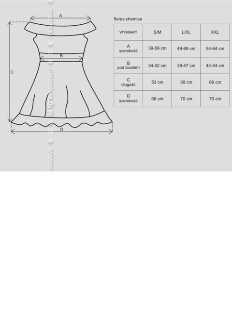 Bielizna-Flores koszulka i stringi czarna S/M Obsessive Bielizna-Flores koszulka i stringi czarna S/M Obsessive