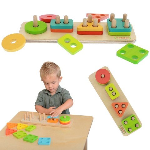 MASTERKIDZ Drewniany Sorter Kształtów Kolorowe Klocki Montessori Masterkidz MASTERKIDZ Drewniany Sorter Kształtów Kolorowe Klocki Montessori Masterkidz