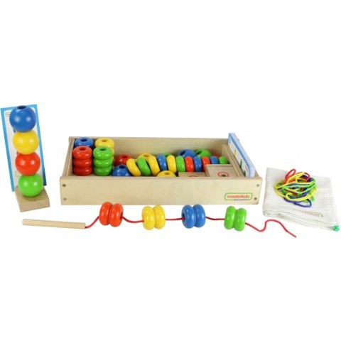 MASTERKIDZ Duża Drewniana Nawlekanka Sznurowanka Karty w pudełku Montessori Masterkidz MASTERKIDZ Duża Drewniana Nawlekanka Sznurowanka Karty w pudełku Montessori Masterkidz