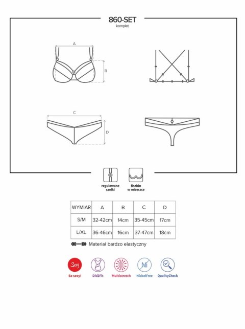Bielizna-860-SET-2 komplet 2-częściowy biały L/XL Obsessive Bielizna-860-SET-2 komplet 2-częściowy biały L/XL Obsessive