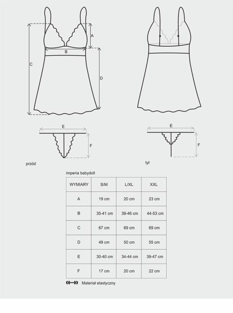 Bielizna-Imperia babydoll i stringi S/M Obsessive Bielizna-Imperia babydoll i stringi S/M Obsessive