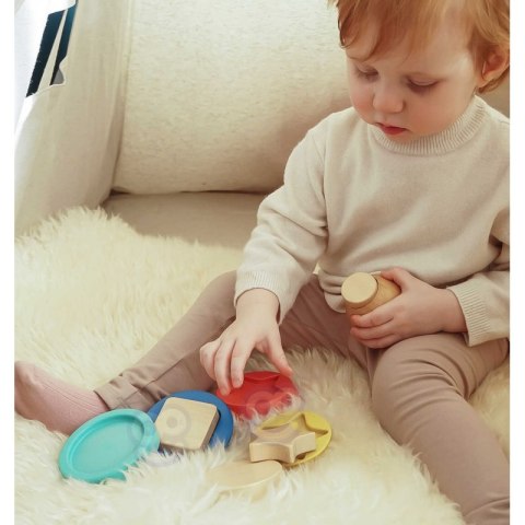 TOOKY TOY Drewniana Układanka Piramidka Kształty Miś 11 el. Tooky Toy