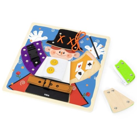 VIGA Drewniana Tablica Manipulacyjna Klamry Zamki Magik Monstessori Viga Toys VIGA Drewniana Tablica Manipulacyjna Klamry Zamki Magik Monstessori Viga Toys