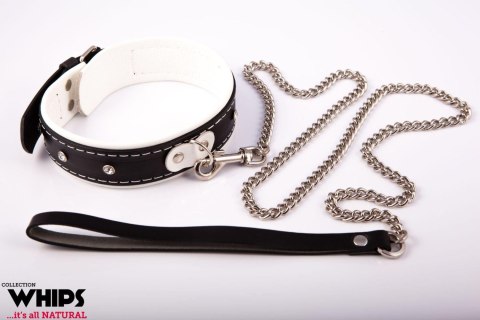 Wiązania - Obroża damska ze smyczą, biała Whips Collections Wiązania - Obroża damska ze smyczą, biała Whips Collections