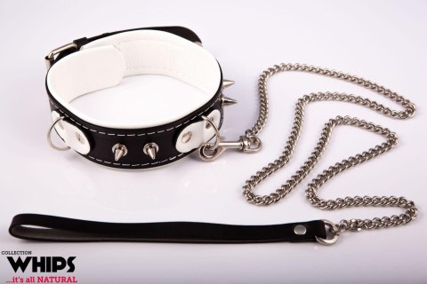 Wiązania - Obroża niewolnika ze smyczą, biała Whips Collections Wiązania - Obroża niewolnika ze smyczą, biała Whips Collections