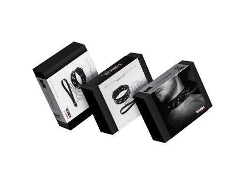 Wiązania-WHIPS obroża męska z ćwiekami i smyczą Whips Collections Wiązania-WHIPS obroża męska z ćwiekami i smyczą Whips Collections