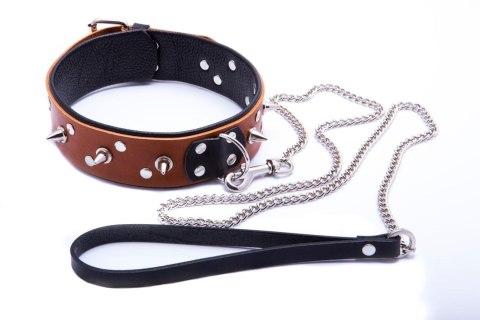 Wiązania-WHIPS obroża męska ze smyczą, koniakowa Whips Collections Wiązania-WHIPS obroża męska ze smyczą, koniakowa Whips Collections