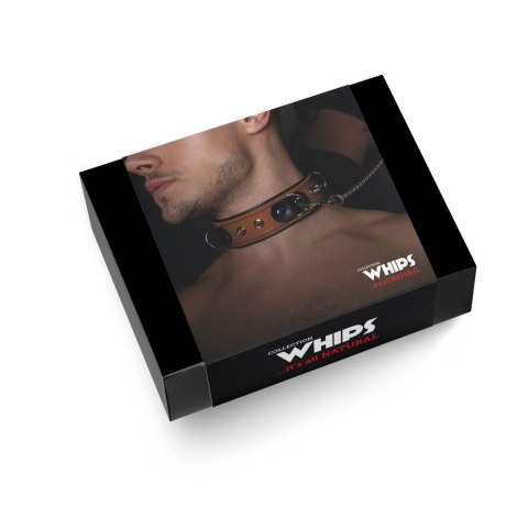 Wiązania-WHIPS obroża niewolnika ze smyczą, koniakowa Whips Collections Wiązania-WHIPS obroża niewolnika ze smyczą, koniakowa Whips Collections