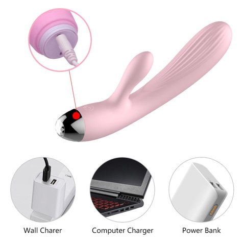 Wibrator- B - Series, Silicone Vibrator Pink USB 10 Function / Heating B - Series Fox