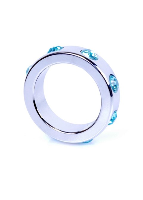Pierścień-Metal Cock Ring with Light Blue Diamonds Medium B - Series HeavyFun Pierścień-Metal Cock Ring with Light Blue Diamonds Medium B - Series HeavyFun