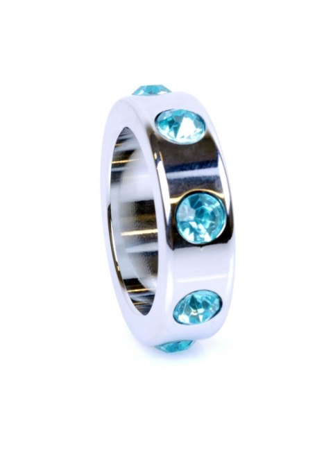 Pierścień-Metal Cock Ring with Light Blue Diamonds Medium B - Series HeavyFun Pierścień-Metal Cock Ring with Light Blue Diamonds Medium B - Series HeavyFun