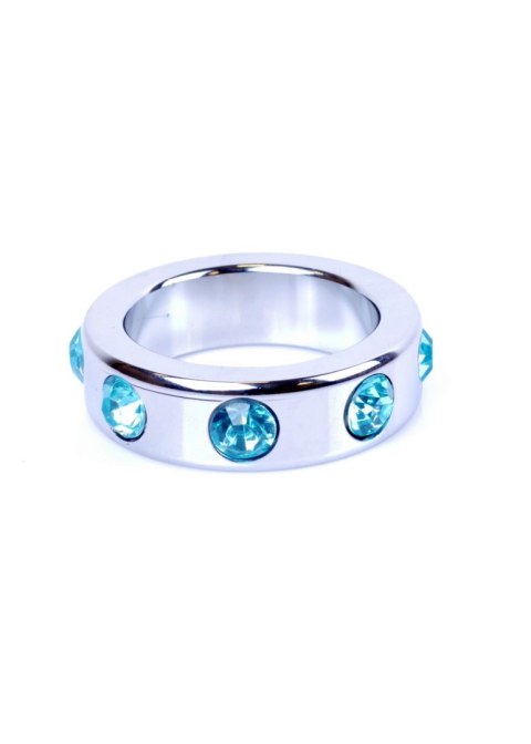 Pierścień-Metal Cock Ring with Light Blue Diamonds Medium B - Series HeavyFun Pierścień-Metal Cock Ring with Light Blue Diamonds Medium B - Series HeavyFun