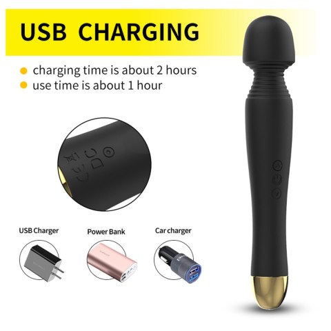 Stymulator-Silicone Massager Black USB 6 Vibration B - Series Fox