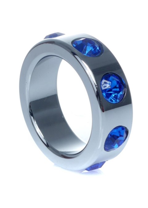 Pierścień-Metal Cock Ring with Dark Blue Diamonds Small B - Series HeavyFun Pierścień-Metal Cock Ring with Dark Blue Diamonds Small B - Series HeavyFun