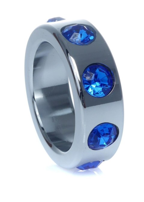 Pierścień-Metal Cock Ring with Dark Blue Diamonds Small B - Series HeavyFun Pierścień-Metal Cock Ring with Dark Blue Diamonds Small B - Series HeavyFun