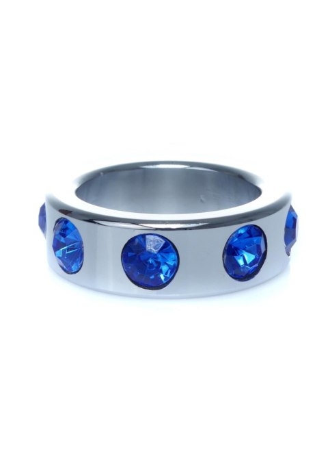 Pierścień-Metal Cock Ring with Dark Blue Diamonds Small B - Series HeavyFun Pierścień-Metal Cock Ring with Dark Blue Diamonds Small B - Series HeavyFun