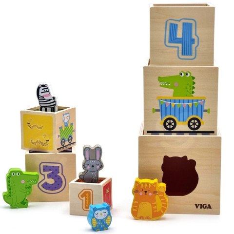 VIGA Drewniana Piramidka Układanka Klocki Sorter Montessori Viga Toys VIGA Drewniana Piramidka Układanka Klocki Sorter Montessori Viga Toys