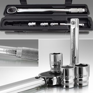 KLUCZ DYNAMOMETRYCZNY Z GRZECHOTKĄ 1/2" + NASADKI 17 19 21MM BITUXX