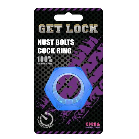 Nust Bolts Cock Ring-Blue Get Lock Nust Bolts Cock Ring-Blue Get Lock