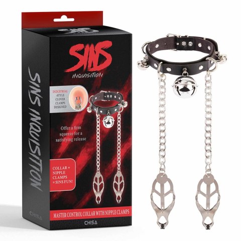 Master Control Collar with Nipple Clamps Sins Master Control Collar with Nipple Clamps Sins
