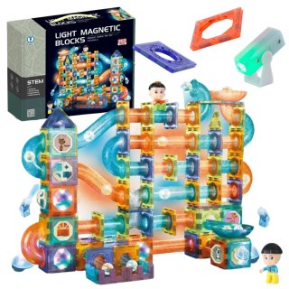 ZESTAW KLOCKI MAGNETYCZNE KONSTRUKCYJNE ŚWIECĄCE ZJEŻDŻALNIA ZAMEK 252 EL Import ProNice