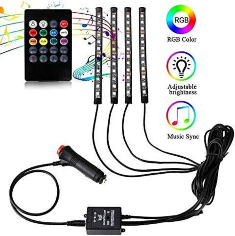 OŚWIETLENIE DO SAMOCHODU 4X LED TAŚMA RGB NICETAI