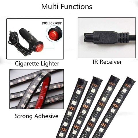 OŚWIETLENIE DO SAMOCHODU 4X LED TAŚMA RGB NICETAI