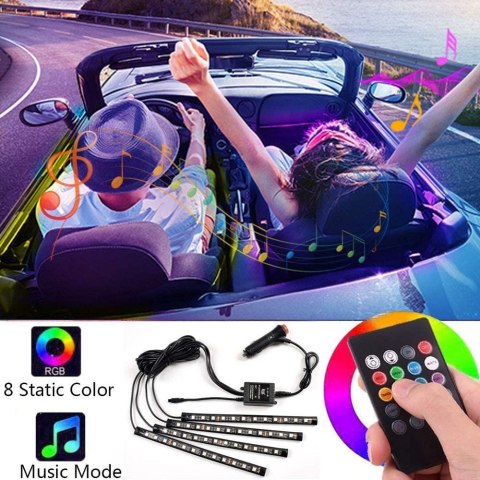 OŚWIETLENIE DO SAMOCHODU 4X LED TAŚMA RGB NICETAI