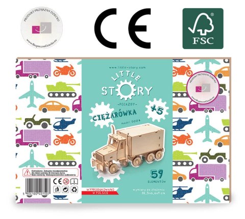 Little Story Drewniane Puzzle Model 3D - Ciężarówka Little Story Little Story Drewniane Puzzle Model 3D - Ciężarówka Little Story