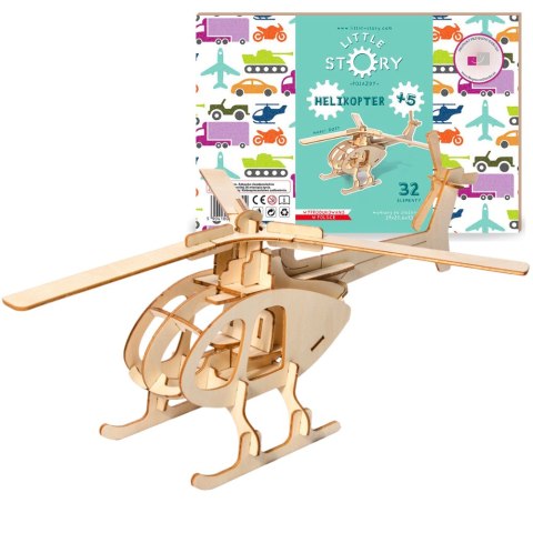 Little Story Drewniane Puzzle Model 3D - Helikopter Little Story Little Story Drewniane Puzzle Model 3D - Helikopter Little Story