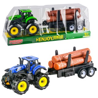 TRAKTOR Z PRZYCZEPĄ Z DREWNEM TRIFOX