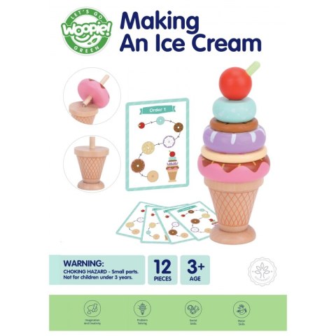 WOOPIE GREEN Drewniane Lody Układanka Montessori Cukiernia 12 el. Woopie WOOPIE GREEN Drewniane Lody Układanka Montessori Cukiernia 12 el. Woopie