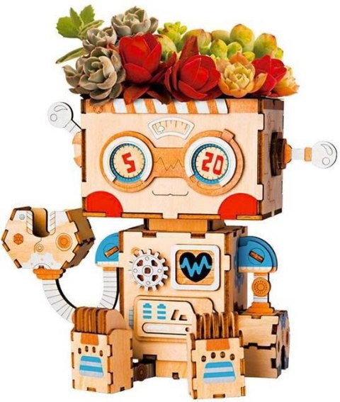 ROBOTIME Drewniane Puzzle 3D - Doniczka Robot Robotime