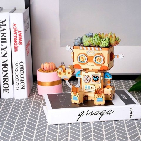 ROBOTIME Drewniane Puzzle 3D - Doniczka Robot Robotime