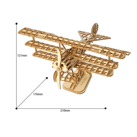 ROBOTIME Drewniane Puzzle 3D - Samolot Trójpłatowy Robotime